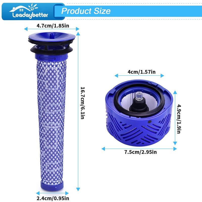 Leadaybetter V6 Filters Replacement for Dyson Absolute Total Clean Cordless Stick Vacuum, 2 Pack Post HEPA and Pre Filter Replacements, Compare to Part # 966741-01 & 965661-01 - Image 4